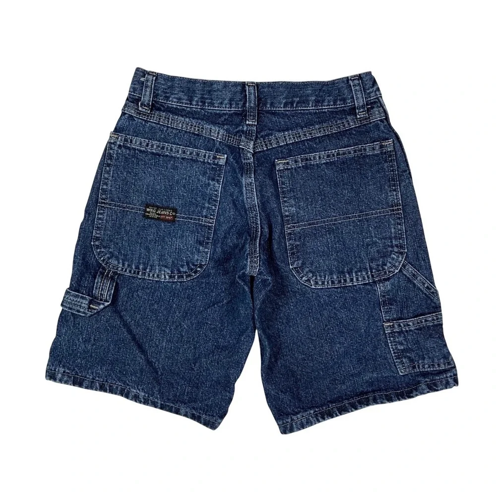 Vintage Wrangler Carpenter Jean Shorts Boys' Size 8 Husky‎ Blue Denim Baggy